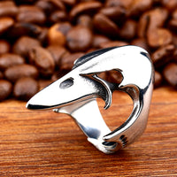 Viking Vintage Punk Olecranon The Crow Skull Ring For Man Stainless Steel Man's Jewelry