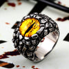 Punk Demon Eyes Red Yellow Stone Men's Ring Fashion Stainless Steel Ring