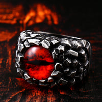 Punk Demon Eyes Red Yellow Stone Men's Ring Fashion Stainless Steel Ring
