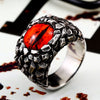 Punk Demon Eyes Red Yellow Stone Men's Ring Fashion Stainless Steel Ring