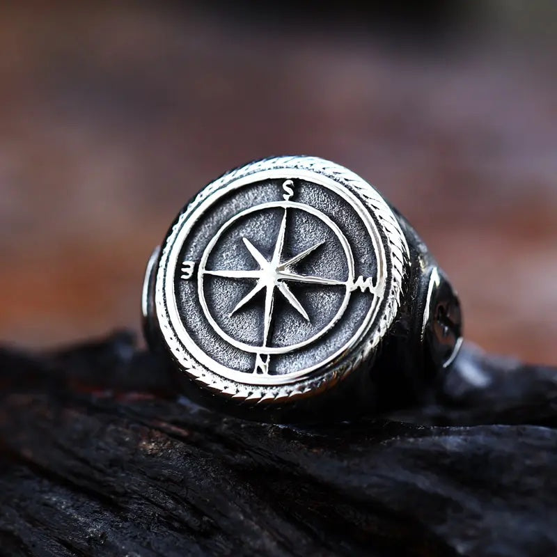 Vannamoda viking compass stainless steel mens Unisex Ring