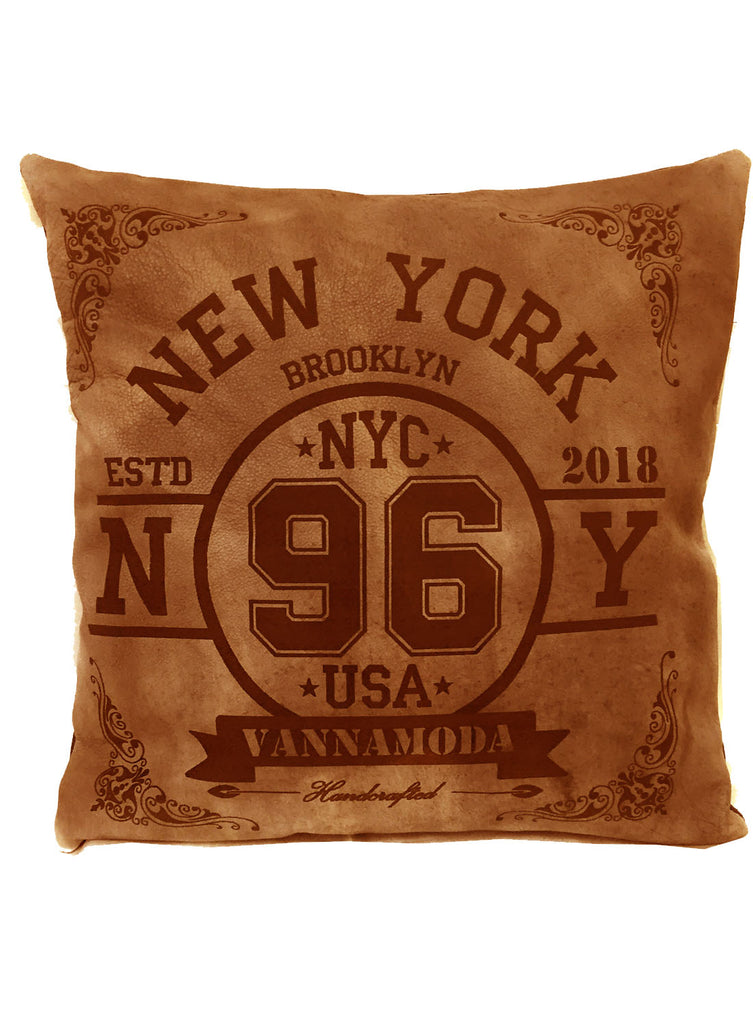 NYC -Leather Engrave Cushion Cover