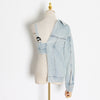 CASUAL IRREGULAR DENIM JACKETS FOR FEMALE LAPEL COLLAR LONG SLEEVE TUNIC SLIM ASYMMETRICAL