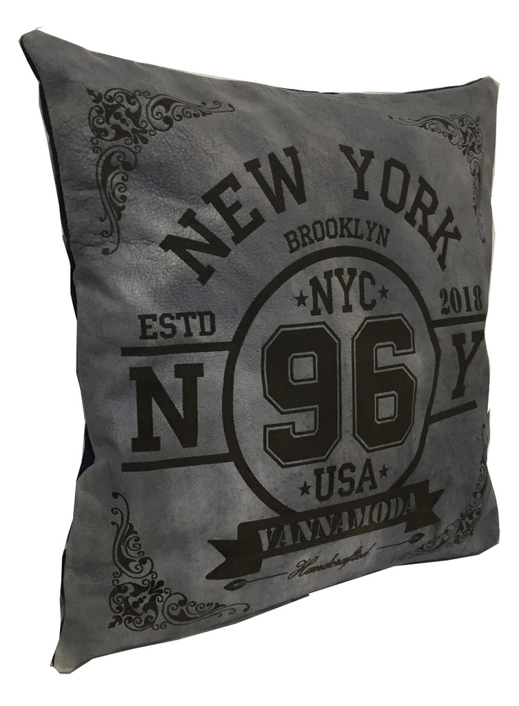 NYC -Leather Engrave Cushion Cover