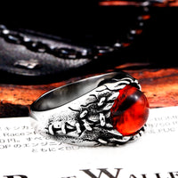 Vannamoda Red stone devil's eye men's ring punk biker stainless steel Ring Unisex