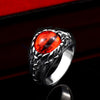 Vannamoda Red stone devil's eye men's ring punk biker stainless steel Ring Unisex