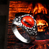 Vannamoda Red stone devil's eye men's ring punk biker stainless steel Ring Unisex
