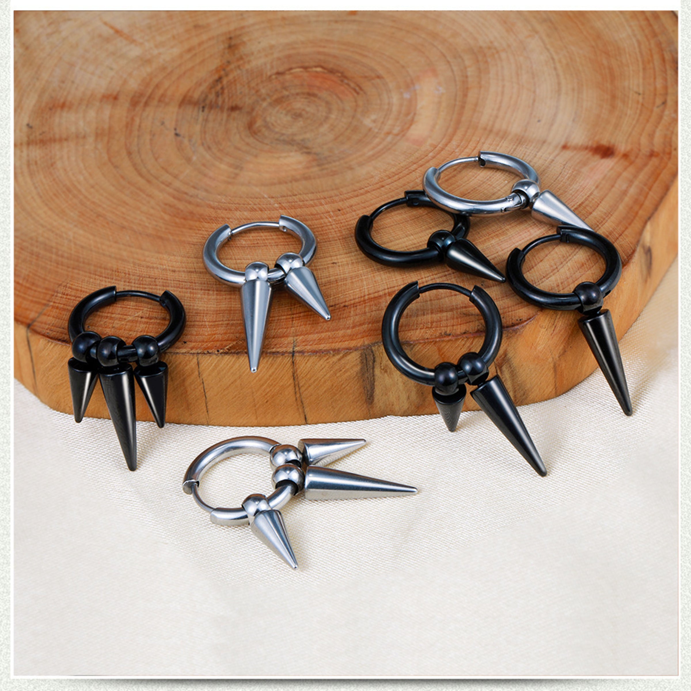 Cool Vintage Punk / Gothic/ Rock  Spike Stainless Steel Ear Ring best Seller