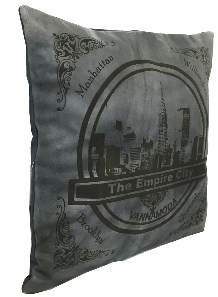 Leather Engrave Cushion Cover - Empire City Skyline