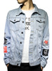 9047 Graffiti Denim Jacket,Denim Jacket Men,Camo Denim Jacket