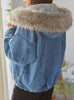 9100 Fur Collar Jean Jacket,Denim Over sized Denim Jacket- Warm jacket Collection