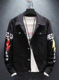 9107  Jean Jacket,Fashionable Jean Jacket,  Print Denim Jacket - Street fashion