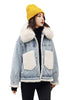 9108 Denim And Fur Jacket,Denim Winter Jacket For Woman- Warm jacket collection