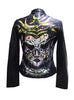 Limited Edition Hand Painted Women Devil face  Leather Jacket