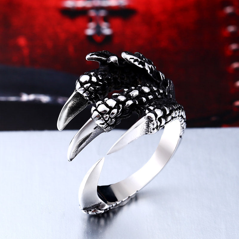 Punk and Gothic Claws Stainless Steel Ring Adjustable for Unisex