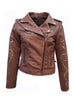 Vanna Woman Leather Moto Biker Jacket Studded Sleeve