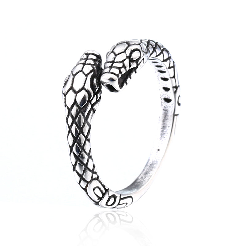 Gothic Double-Headed Snake Ring 