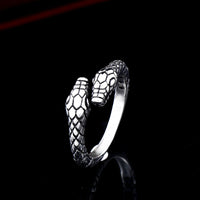 Gothic Double-Headed Snake Ring 