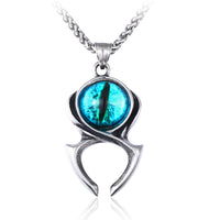 Gothic Dragon Eye Pendant Necklace – Stainless Steel Fantasy Jewelry for Men & Women