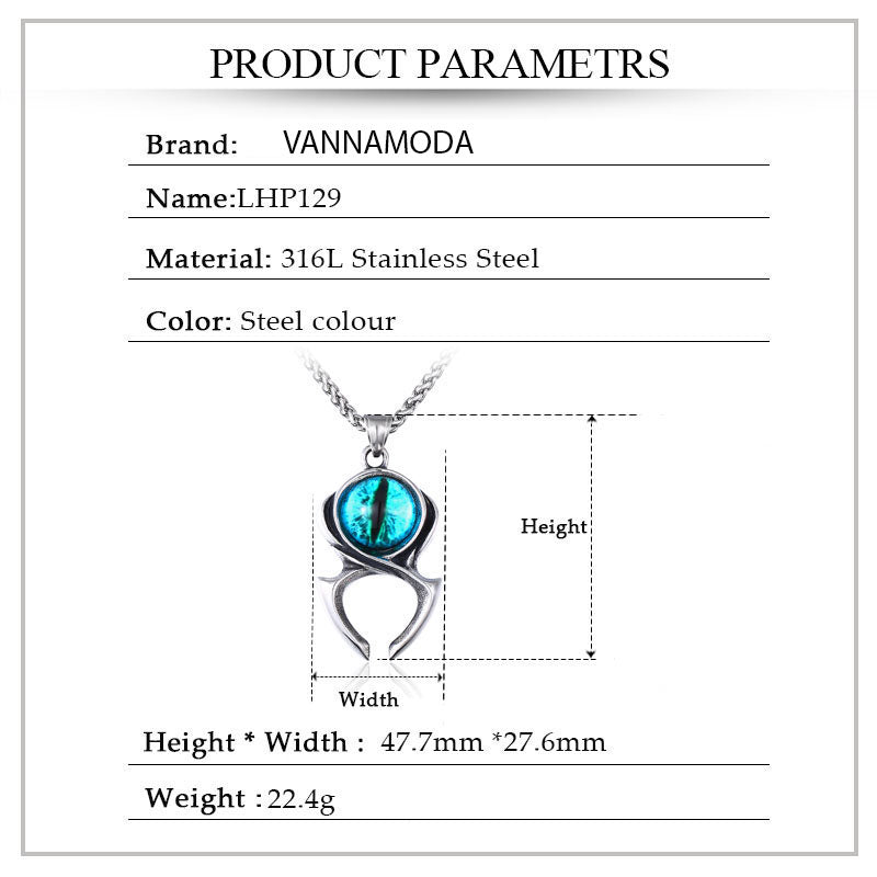 Gothic Dragon Eye Pendant Necklace