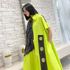 Patchwork Denim Color Block Dress Women Short Sleeve Oversize Loose Asymmetric Midi Dress