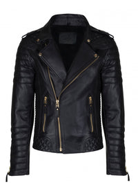 Crabrocks Men Designer Padded Motorcycle Leather Jacket XS / LEATHER / Black, Men Jacket - CrabRocks, LeatherfashionOnline
 - 1