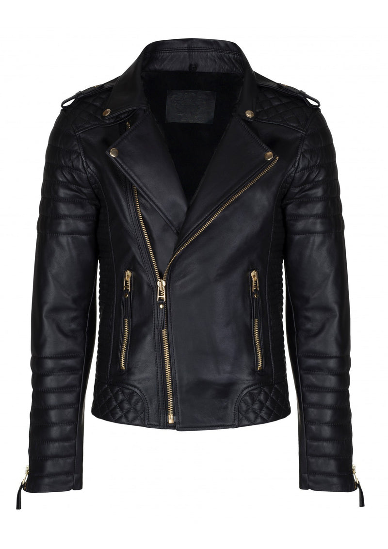 Crabrocks Men Designer Padded Motorcycle Leather Jacket XS / LEATHER / Black, Men Jacket - CrabRocks, LeatherfashionOnline
 - 1