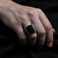 Nordic Viking black Enamel polished men's ring stainless steel fashion jewellery- Best Seller