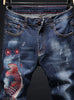 S437 New Designer Embroidered Fish jeans Mens pant