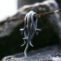 Stainless Steel 3 Wild Snakes Pendant Necklace 