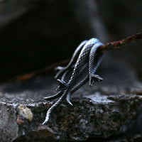 Stainless Steel 3 Wild Snakes Pendant Necklace 