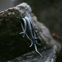Stainless Steel 3 Wild Snakes Pendant Necklace 