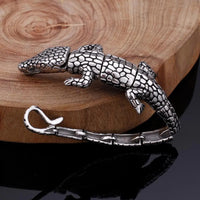 Stainless Steel Crocodile Bracelet – Bold Reptile Bangle for Men