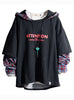 Tide brand hip hop fake two hooded sweater men's personality national grid stitching hooded shirt Japanese plaid jacket