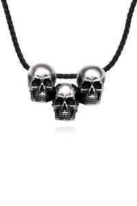 Triple Skull Pendant Necklace –