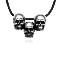 Triple Skull Pendant Necklace 