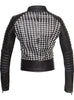 Women Leather Tweed Cut Bonded Biker Jacket , Leather Jacket - Crabrocks, LeatherfashionOnline
 - 2