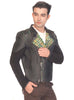 Men Designer Structured Leather Biker Jacket with lining Handmade Fabric