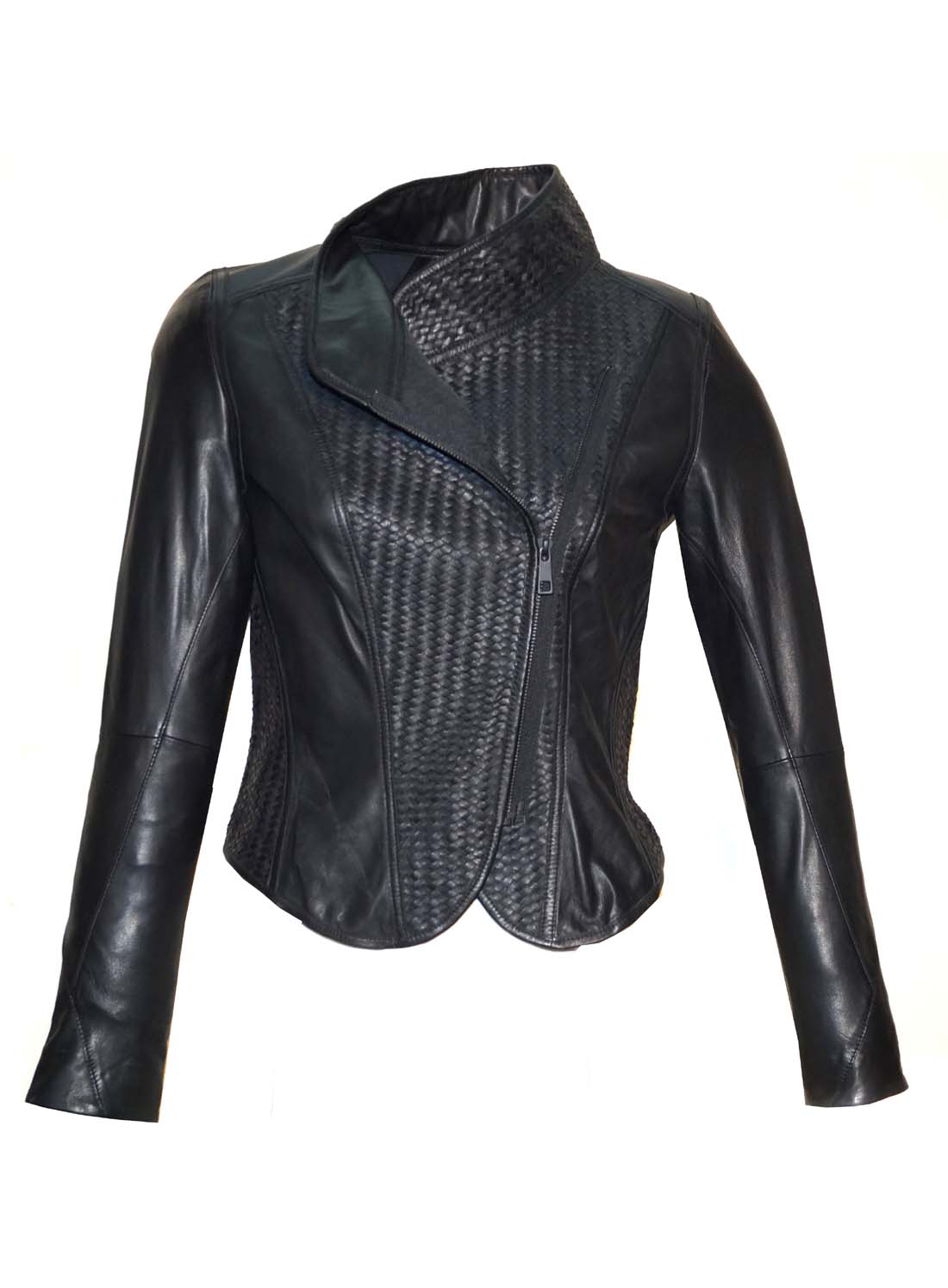 Vinni Leather Designer Women Full Woven Jacket