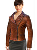 Women Leather Washed Vintage Motorcycle Biker Jacket