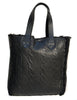 WOMEN CABLE KNIT BONDED TEXTURED LEATHER SHOPPER BAG