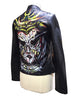 Limited Edition Hand Painted Women Devil face  Leather Jacket