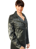 RockStuds Woman Leather Moto Biker Jacket Studded Sleeve