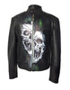 Limited Edition Hand Painted Leather Men Jacket With Distorted Skull