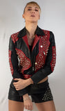 Leather Multi Studded Woman Jacket