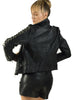 Vannamoda KISHI WOMEN LEATHER BIKER JACKET WITH MULTI STUDS AT SLEEVES