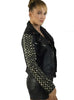 Vannamoda KISHI WOMEN LEATHER BIKER JACKET WITH MULTI STUDS AT SLEEVES