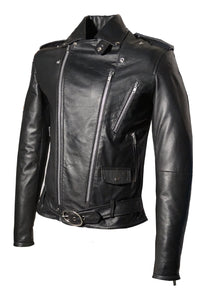 Men Washed Vintage Motorcycle Leather Jacket