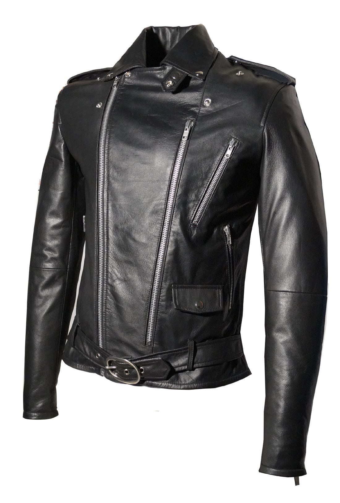 Men Washed Vintage Motorcycle Leather Jacket