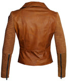 Women Leather Biker Jacket with Two Tone Oil Pull up and Suede Leather , Women Jacket - CrabRocks, LeatherfashionOnline
 - 3